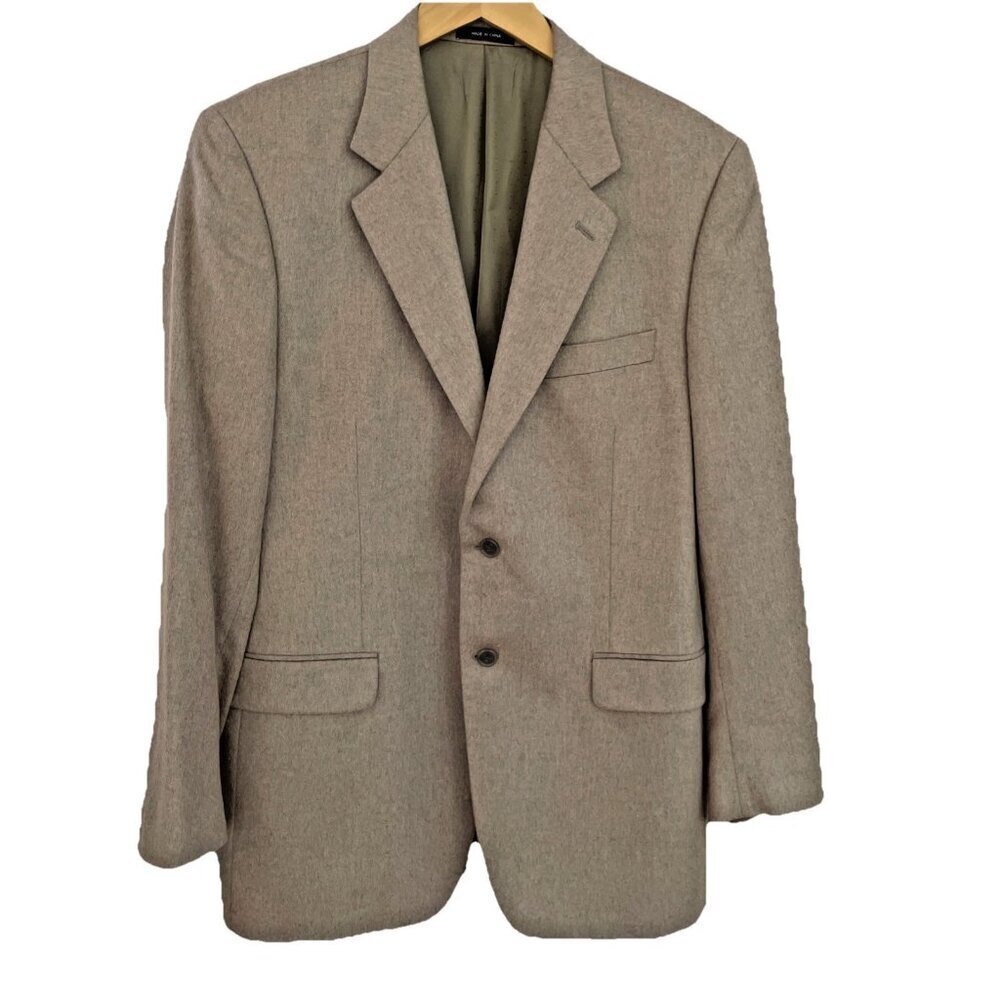 Joseph & Lyman Cashmere Blazer Sport Coat Men 40R Beige Two Button Ventless EUC